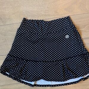 Polka Dot Black Skort with Flared Hem